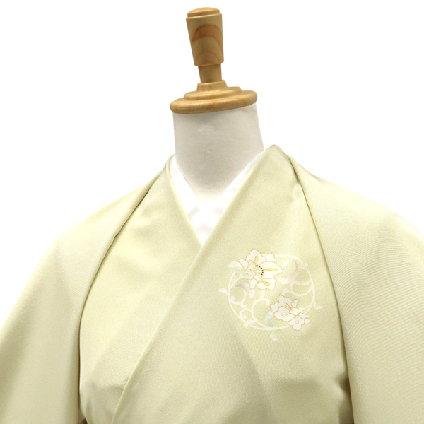 吉澤の友禅 付下 訪問着 正絹 牡丹唐花 花の丸 黄緑色［198,000円］ 枚目