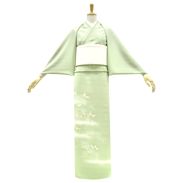 吉澤の友禅 付下 訪問着 正絹 松 橘 楓 黄緑［220,000円］ 枚目