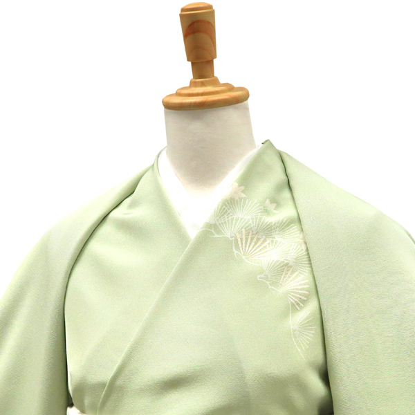 吉澤の友禅 付下 訪問着 正絹 松 橘 楓 黄緑［220,000円］ 枚目