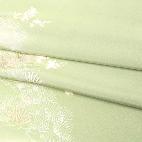 吉澤の友禅 付下 訪問着 正絹 松 橘 楓 黄緑［220,000円］ 枚目