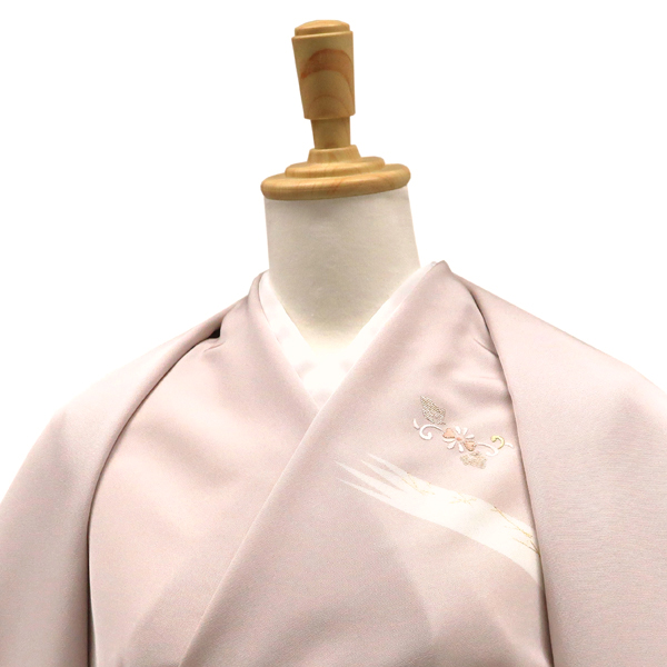 京友禅 刺繍 付下 訪問着 正絹 華文 刷毛目 霞 ピンク［330,000円］ 枚目