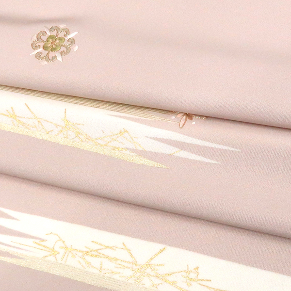 京友禅 刺繍 付下 訪問着 正絹 華文 刷毛目 霞 ピンク［330,000円］ 枚目