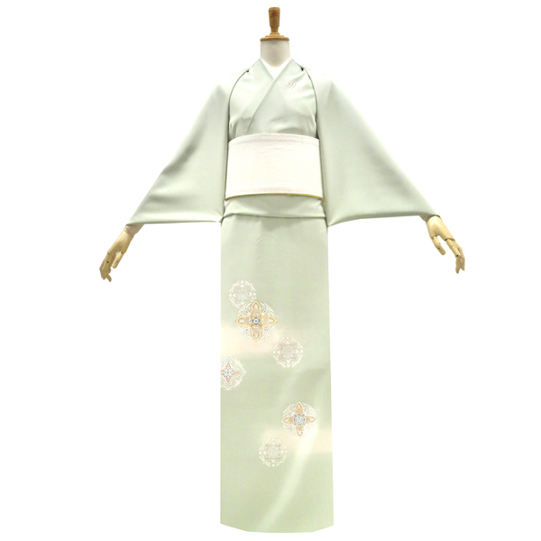 吉澤の友禅 付下 訪問着 正絹 華文 薄緑［207,900円］ 枚目