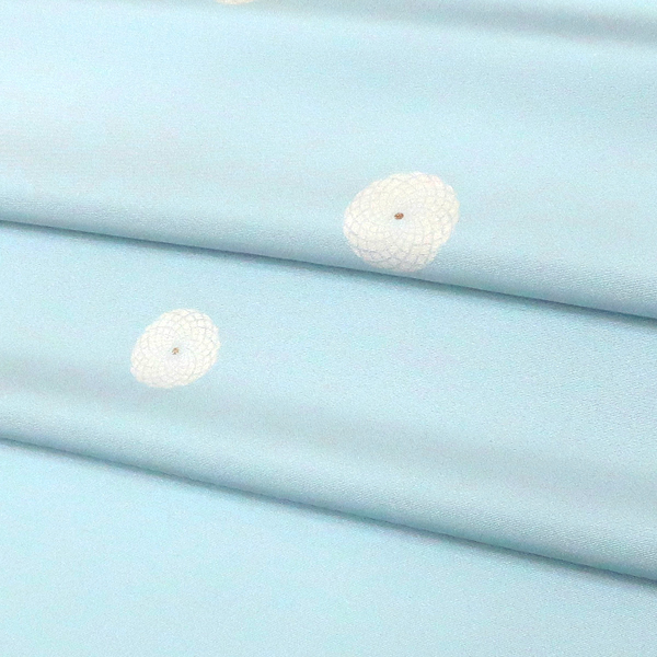 一富司 小紋 正絹 菊 丸文 水色[198,000円] 枚目