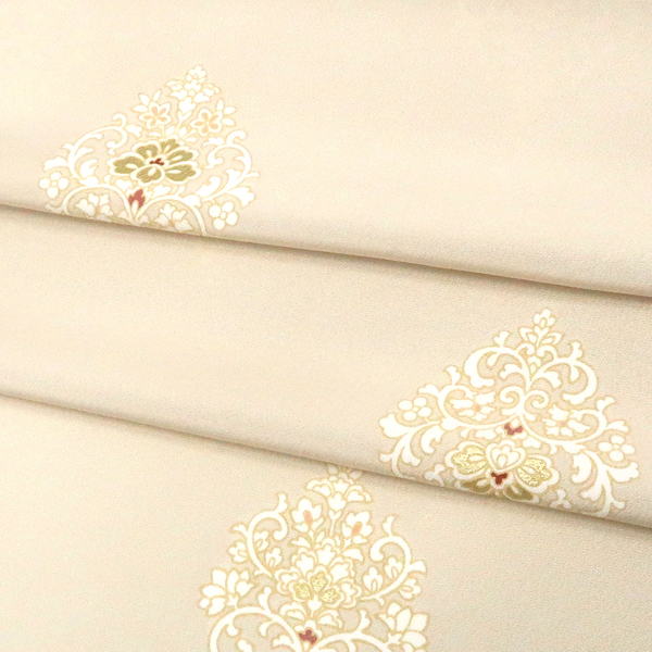 吉澤の友禅 小紋 正絹 菱 唐草 アラベスク ベージュ[165,000円] 枚目