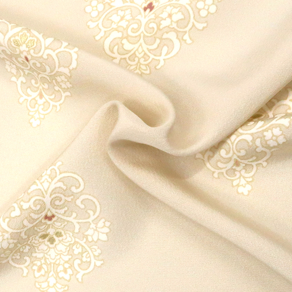 吉澤の友禅 小紋 正絹 菱 唐草 アラベスク ベージュ[165,000円] 枚目