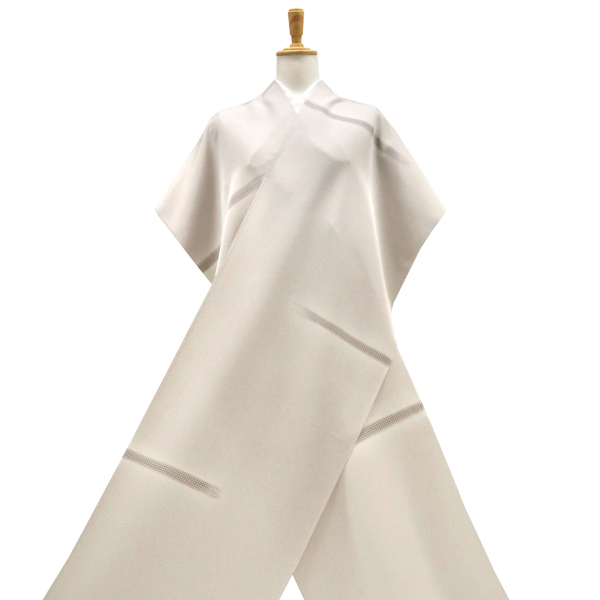 一富司 小紋 正絹 格子 刷毛目 ライトグレー[176,000円] 枚目