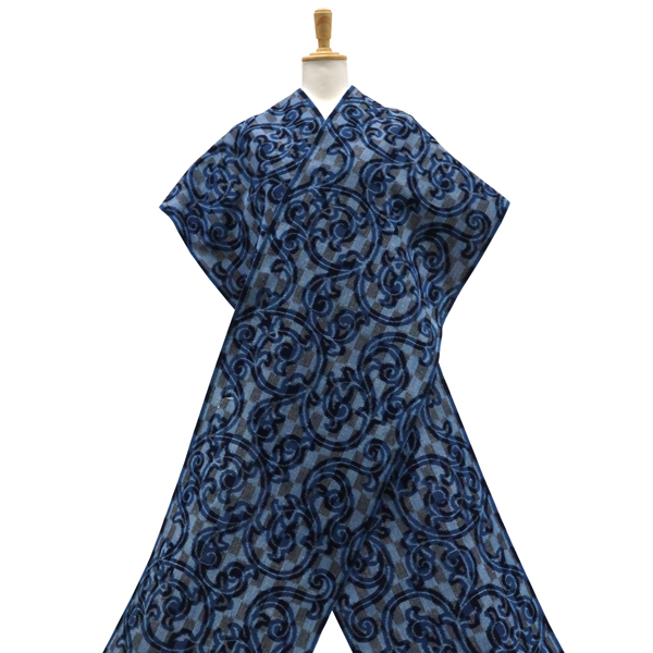 久留米絣 着物 池田光政 青色 紺色 唐草 市松 木綿着物［199,100円］ 枚目