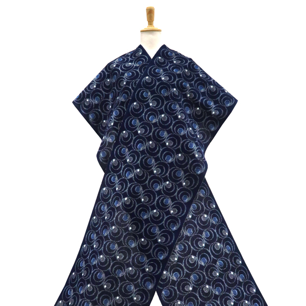 重要無形文化財 久留米絣 着物 池田光政 藍色 丸文［704,000円］ 枚目