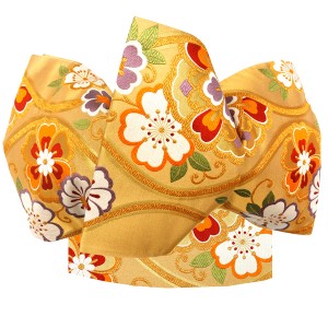 岡文織物 振袖用袋帯 金 絹 西陣織 立涌 桜 ［66,000円］