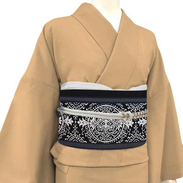 井上絹織 博多帯 名古屋帯 黒 正絹 間道 華文［58,300円］ 枚目