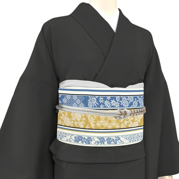 井上絹織 博多帯 名古屋帯 白 正絹 間道 縞［58,300円］ 枚目