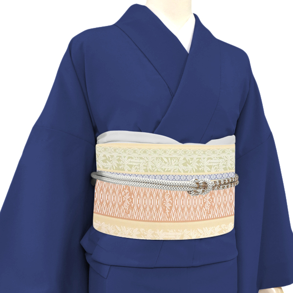 井上絹織 博多帯 名古屋帯 黄色 縞柄 正絹 間道［44,000円］ 枚目