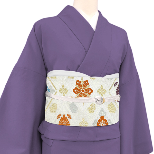 洛陽織物 礼装袋帯 シルバー 銀色 フォーマル 箔 花菱 西陣織 絹［110,000円］ 枚目