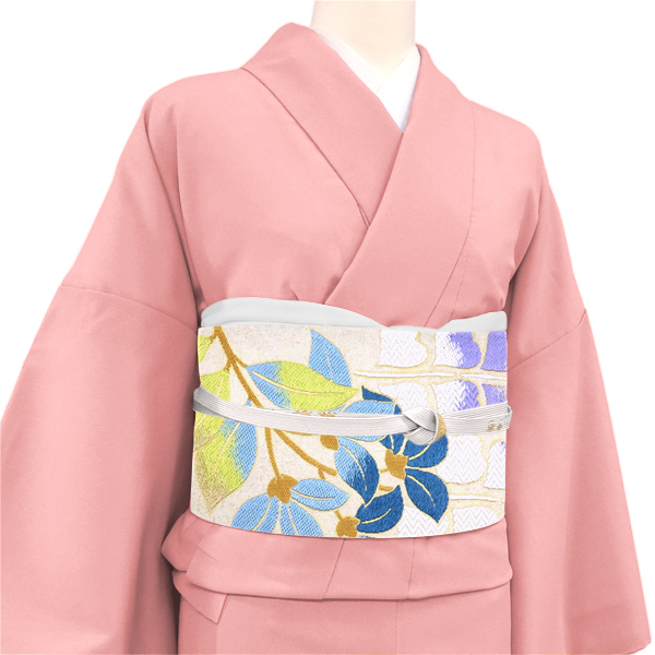 まいづる 琴糸織 袋帯 藤麗映秀花文 生成り 絹 西陣織［220,000円］ 枚目