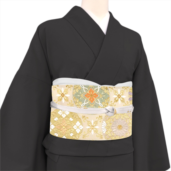 熊井機業店 西陣織 袋帯 金 ベージュ 華文 襷 フォーマル 絹［88,000円］ 枚目