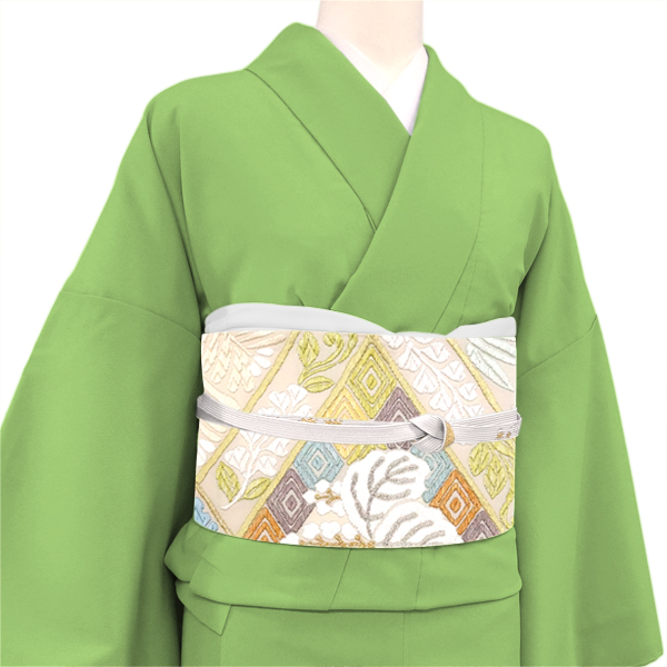 都 唐織袋帯 ベージュ フォーマル 礼装用 菱垣菊桐文 正絹 西陣織［220,000円］ 枚目