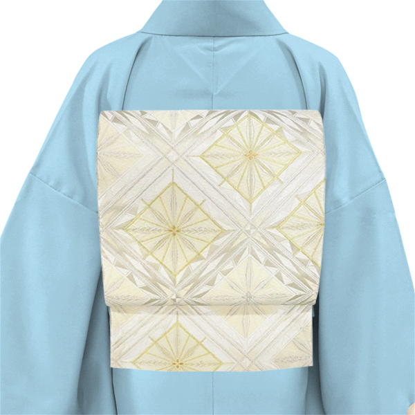 河合美術織物  フォーマル袋帯 シルバー 銀色 能寿切子大菱文 西陣織 絹［110,000円］ 枚目
