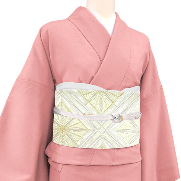 河合美術織物  フォーマル袋帯 シルバー 銀色 能寿切子大菱文 西陣織 絹［110,000円］ 枚目