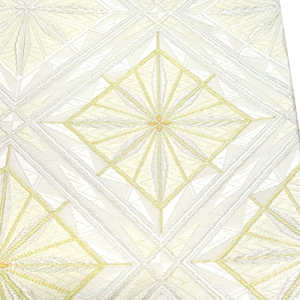 河合美術織物  フォーマル袋帯 シルバー 銀色 能寿切子大菱文 西陣織 絹［110,000円］ 枚目