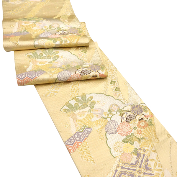 京洛苑たはら 礼装用袋帯 金色 ゴールド ベージュ 雪輪 熨斗 鶴 正絹 西陣織［36,300円］ 枚目