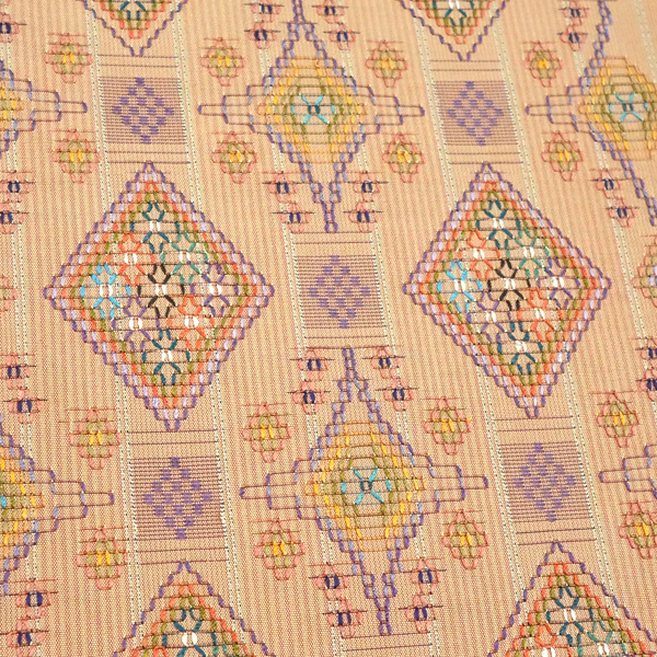 首里織 花織 名古屋帯 てぃ花工房 上原初子 正絹 薄オレンジ色 帯 九寸帯 カジュアル 沖縄県伝統工芸品［418,000円］ 枚目