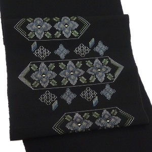 首里織 花織 名古屋帯 てぃ花工房 神谷恵子 黒 正絹 帯 九寸帯 カジュアル 沖縄県伝統工芸品［418,000円］