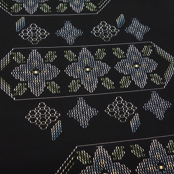 首里織 花織 名古屋帯 てぃ花工房 神谷恵子 黒 正絹 帯 九寸帯 カジュアル 沖縄県伝統工芸品［418,000円］ 枚目