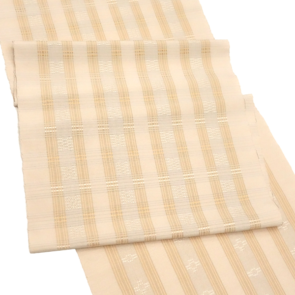 首里織 花織 名古屋帯 高久みさ子 ベージュ 正絹 帯 九寸帯 カジュアル 沖縄県伝統工芸品［418,000円］ 枚目