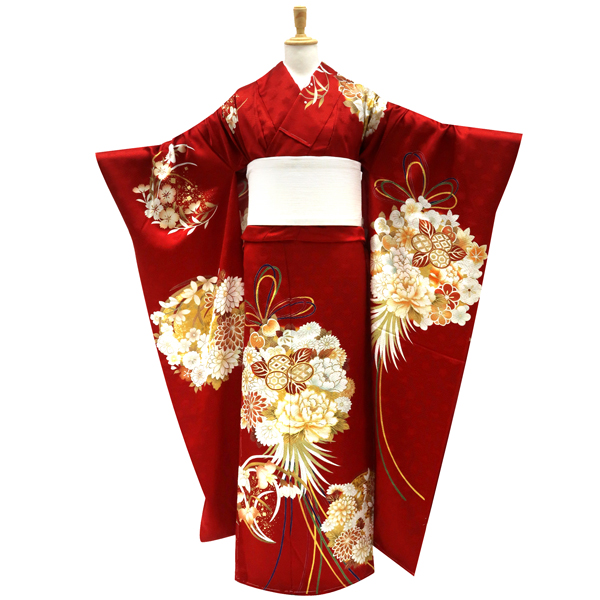 振袖 赤 古典柄 花くす玉 薬玉 正絹 フォーマル 着物 成人式［143,000円］ 枚目