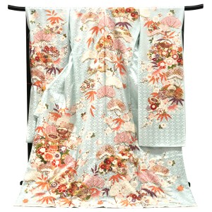 吉澤織物 吉澤の友禅 振袖 友禅 水色 貝桶 松竹梅 古典柄 正絹 フォーマル 着物 成人式［308,000円］