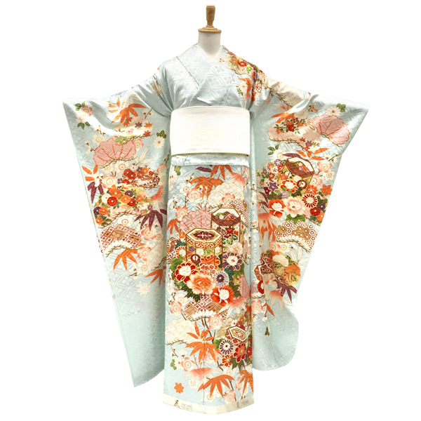 吉澤織物 吉澤の友禅 振袖 友禅 水色 貝桶 松竹梅 古典柄 正絹 フォーマル 着物 成人式［308,000円］ 枚目