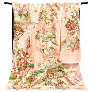 吉澤織物 吉沢の友禅 振袖 ピンク 友禅 松竹梅 熨斗 古典 正絹 着物 成人式［308,000円］