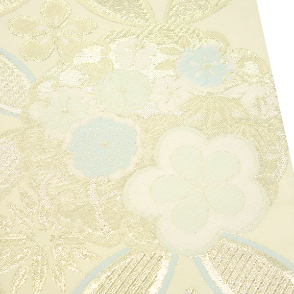 樹織物 振袖用袋帯 ベージュ 金 西陣織 七宝 古典柄 成人式［36,300円］ 枚目