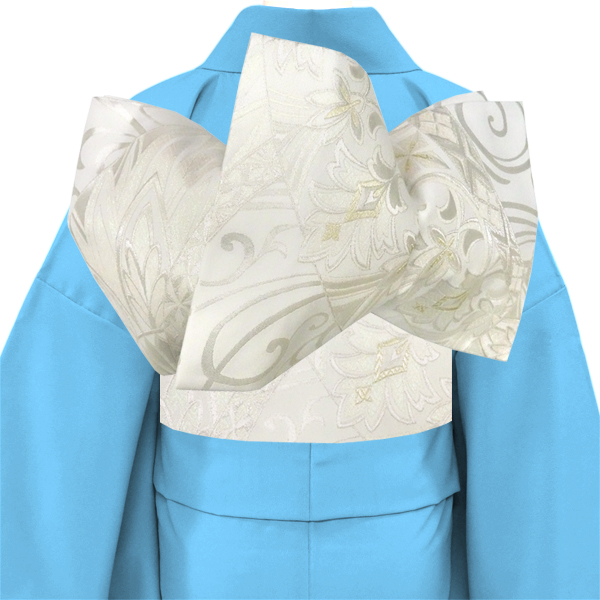 振袖用袋帯 樹織物 白 シルバー 西陣織 唐草 古典柄 成人式［36,300円］ 枚目