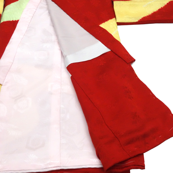 お宮参り 女の子産着 赤色 正絹 刺繍 絞り 着物 初着 のしめ 女 宮参り 毬 牡丹 鉾 うさぎ 赤ちゃん 女児［121,000円］ 枚目