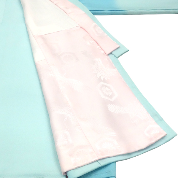 お宮参り 手描友禅 女の子産着 水色 正絹 着物 女 毬［132,000円］ 枚目