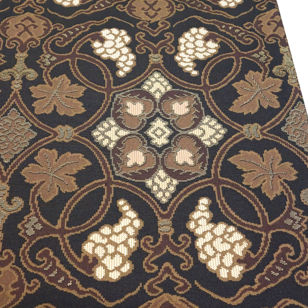 高島織物 袋帯 黒 茶色 西陣織 葡萄唐草 絹 全通［187,000円］ 枚目
