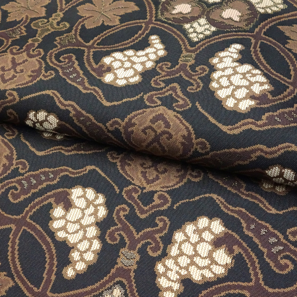 高島織物 袋帯 黒 茶色 西陣織 葡萄唐草 絹 全通［187,000円］ 枚目