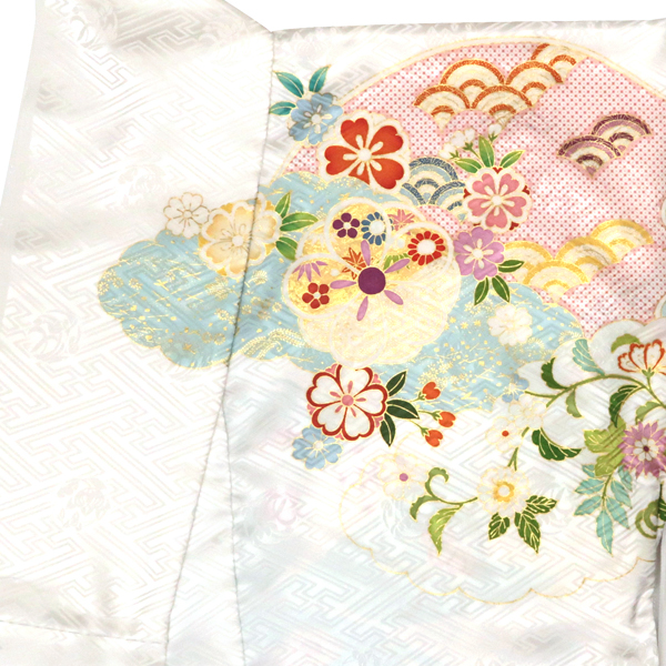 吉澤の友禅 振袖 白 水色 毬 遠山 正絹 着物 成人式 吉澤織物［308,000円］ 枚目