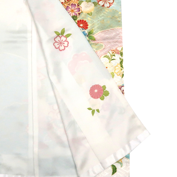 吉澤の友禅 振袖 白 水色 毬 遠山 正絹 着物 成人式 吉澤織物［308,000円］ 枚目