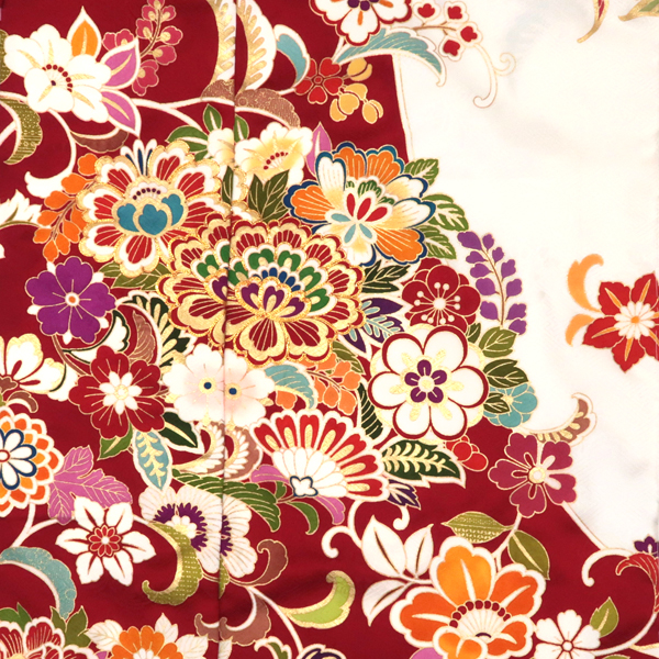 手挿し京友禅 振袖 赤白 牡丹唐草 正絹 着物 成人式［480,700円］ 枚目