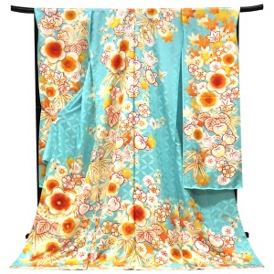 振袖 水色 梅 橘 古典柄 正絹 成人式［143,000円］