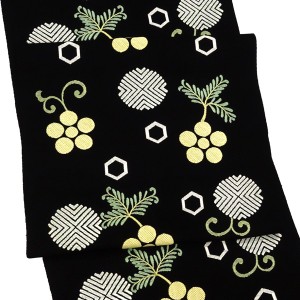 都 名古屋帯 黒 正絹 西陣織 梅鉢 亀甲［79,200円］