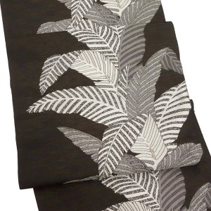 織華佐竹 名古屋帯 正絹 西陣織 こげ茶色 芭蕉柄［66,000円］