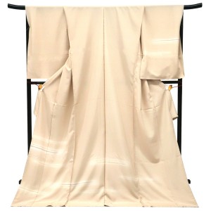 一富司 京友禅訪問着 ベージュ 霞 疋田 正絹［308,000円］