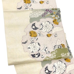 鹿子井山田 名古屋帯 西陣織 ベージュ 辻が花柄［66,000円］