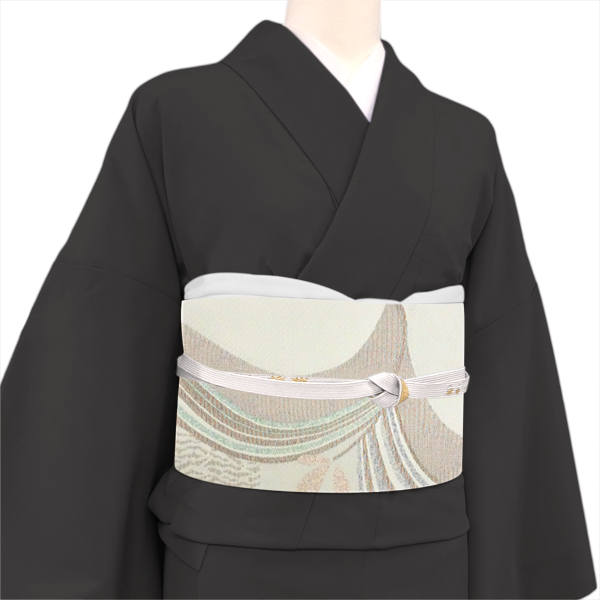 酒井守 袋帯 フォーマル ライトグレー 松柄 古典柄 正絹 西陣織［33,000円］ 枚目