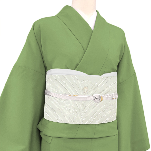 佐々木染織 袋帯 白色 絹 孔雀羽 西陣織 古典柄［35,200円］ 枚目
