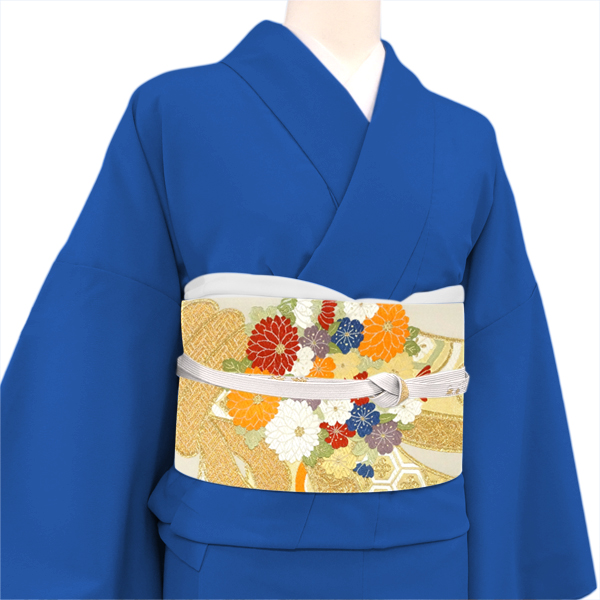 岡文織物 振袖袋帯 ベージュ 西陣織 正絹 熨斗四季花文 振袖帯 成人式 古典柄［66,000円］ 枚目